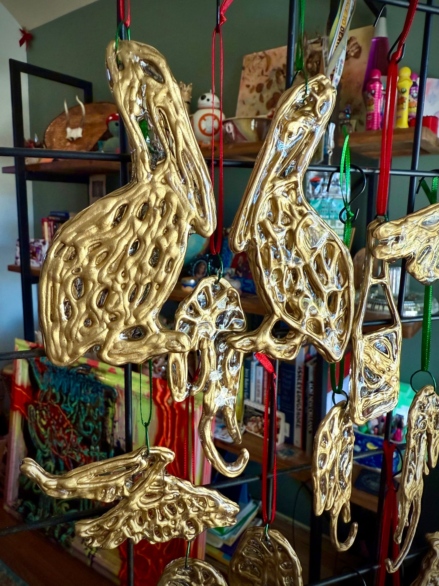 Golden Soaring Pelican Ornament (Small)